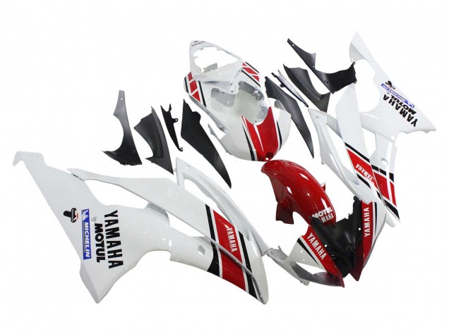 2008-2016 Yamaha YZF 600 R6 Motorcycle Fairings - White Red Black Motul Michelin