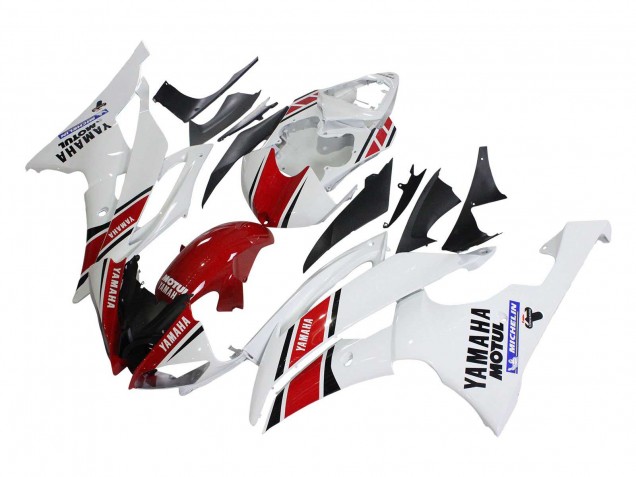 2008-2016 Yamaha YZF 600 R6 Motorcycle Fairings - White Red Black Motul Michelin