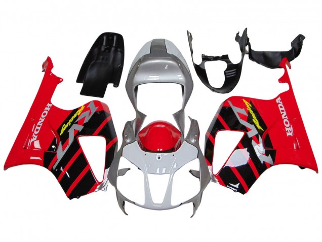 2000-2006 Honda VTR1000 Motorcycle Fairings - Silver Red Black Stripe Racing