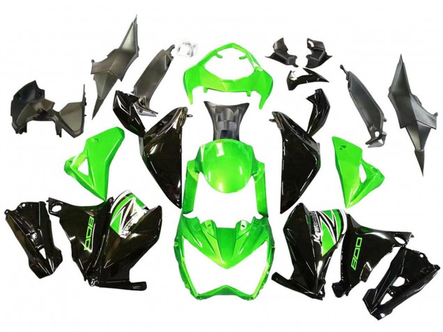 2013-2018 Kawasaki Z800 Motorcycle Fairings - Green Glossy Black