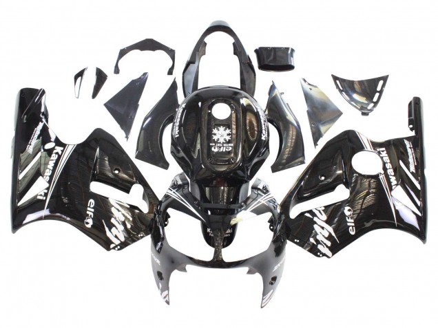 2000-2001 Kawasaki ZX12R Motorcycle Fairings - Glossy Black White Elf Snow