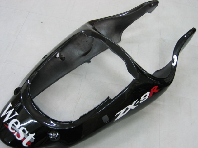 2000-2001 Kawasaki ZX9R Motorcycle Fairings - Glossy Black White West