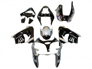 2002-2003 Kawasaki ZX9R Motorcycle Fairings - Silver Glossy Black Monster Elf