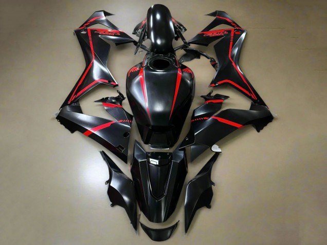 2021-2023 Glossy Black Red Stripe Honda CBR650R Motorcycle Fairings