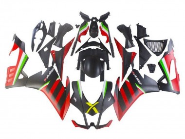2009-2015 Aprilia RSV4 1000 Motorcycle Fairings - Matte Black Red Green Stripe