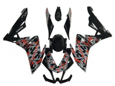 2009-2015 Aprilia RSV4 1000 Motorcycle Fairings - Black Grey Red Camouflage