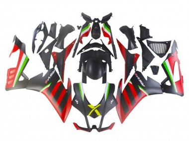 2016-2020 Matte Black Red Green Stripe Aprilia RSV4 1000 Motorcycle Fairings