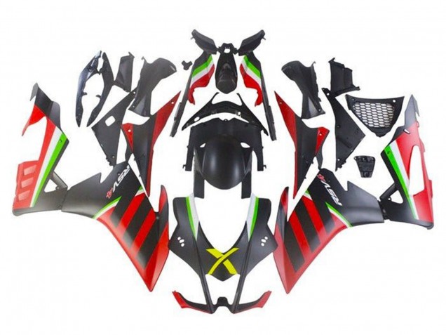 2016-2020 Matte Black Red Green Stripe Aprilia RSV4 1000 Motorcycle Fairings