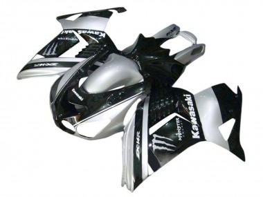 2006-2011 Kawasaki ZX14R ZZR1400 Motorcycle Fairings - Silver Black Monster