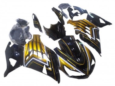 2012-2024 Glossy Black Gold Stripe Kawasaki ZX14R ZZR1400 Motorcycle Fairings