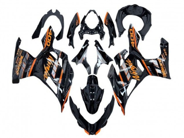 2018-2024 Kawasaki Ninja 400 Motorcycle Fairings - Glossy Black Orange Grey