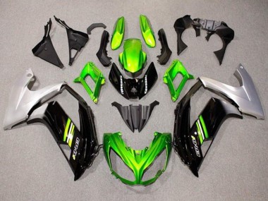 2012-2014 Kawasaki Ninja ER6F Motorcycle Fairings - Green Black Silver