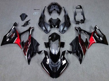 2019-2022 BMW S1000RR Motorcycle Fairings - Black Dark Red Red