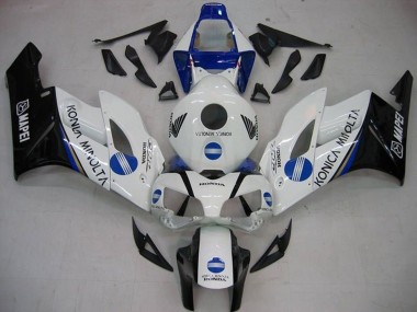 2004-2005 Honda CBR1000RR Motorcycle Fairings - White Blue Glossy Black Konica Minolta