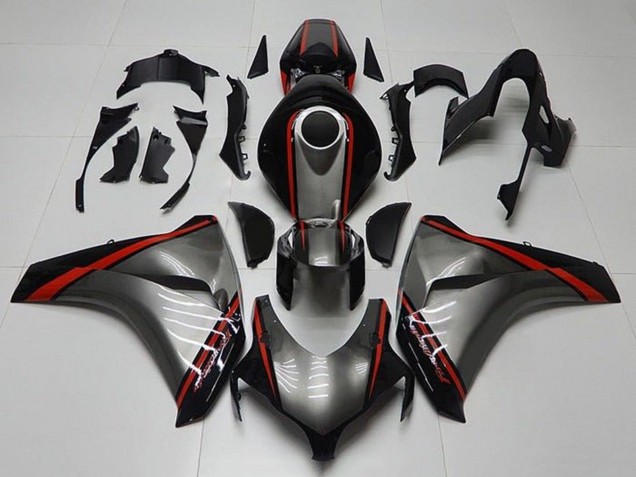 2008-2011 Honda CBR1000RR Motorcycle Fairings - Grey Red Glossy Black Stripe