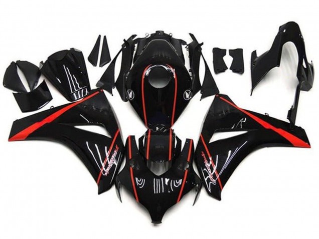 2008-2011 Honda CBR1000RR Motorcycle Fairings - Glossy Black Red Stripe