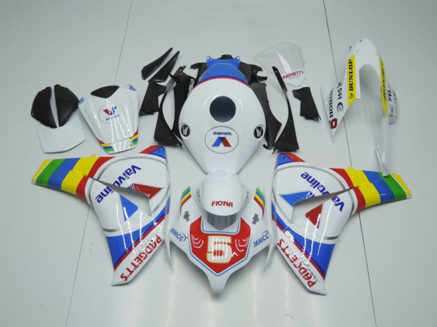 2008-2011 Honda CBR1000RR Motorcycle Fairings - White Blue Red Valvoline Color Wheel