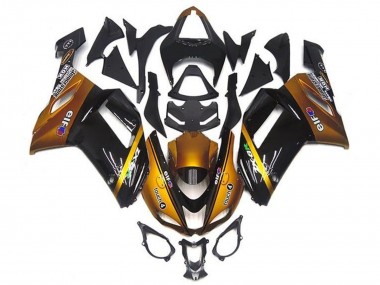 2007-2008 Kawasaki ZX6R Motorcycle Fairings - Gold Black Elf
