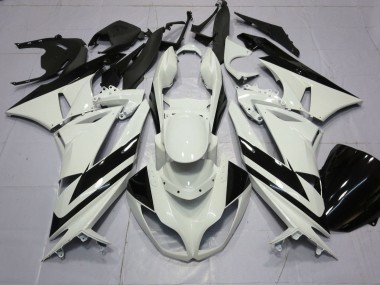 2009-2012 Kawasaki ZX6R Motorcycle Fairings - White Glossy Black Stripe