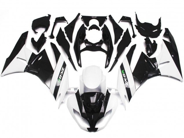 2009-2012 Kawasaki ZX6R Motorcycle Fairings - White Glossy Black