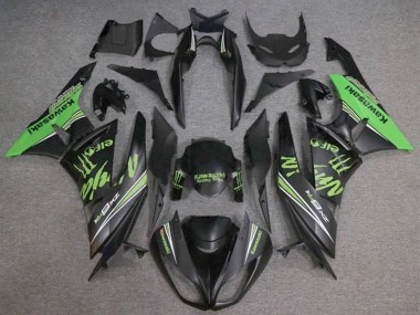 2009-2012 Kawasaki ZX6R Motorcycle Fairings - Matte Black Green Monster