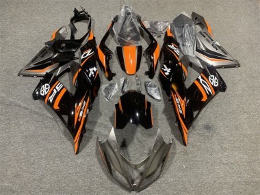 2013-2018 Kawasaki ZX6R Motorcycle Fairing - Orange Glossy Black