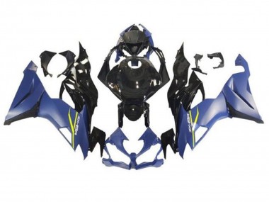 2019-2022 Kawasaki ZX6R Motorcycle Fairings - Matte Blue Glossy Black
