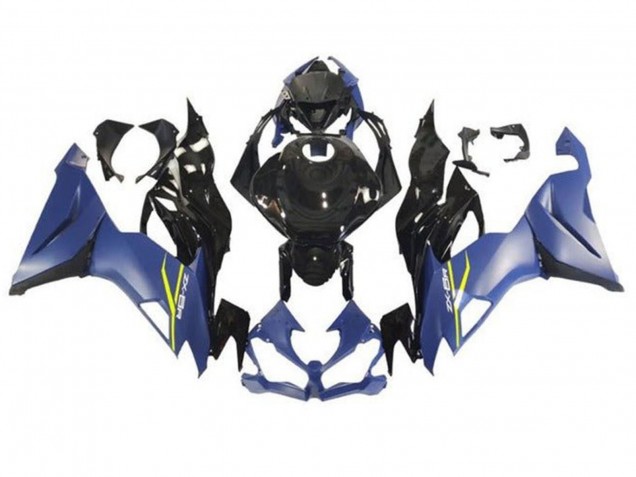 2019-2022 Kawasaki ZX6R Motorcycle Fairings - Matte Blue Glossy Black