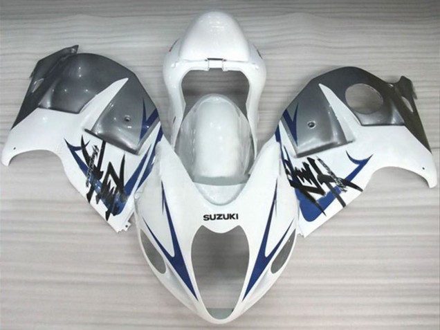 1996-2007 Suzuki GSXR 1300 Hayabusa Motorcycle Fairings - White Silver Blue
