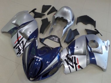 1996-2007 Suzuki GSXR 1300 Hayabusa Motorcycle Fairings - Silver Dark Blue