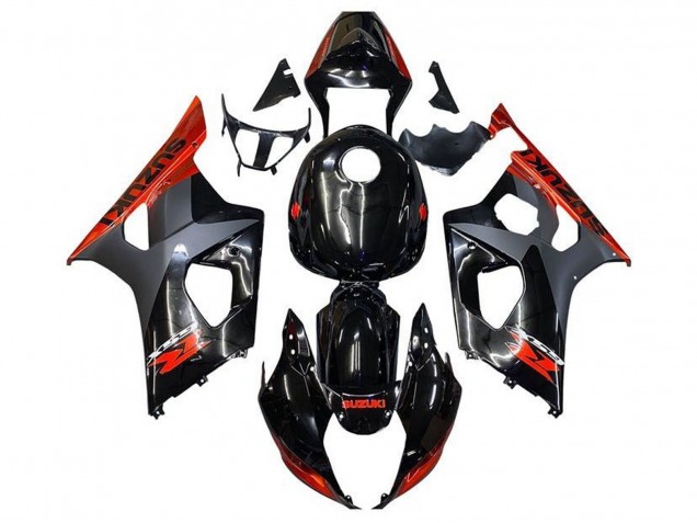 2003-2004 Suzuki GSXR 1000 Motorcycle Fairings - Glossy Black Matte Black Orange