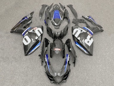 2017-2024 Suzuki GSXR1000 Motorcycle Fairings - Faux Carbon Fiber White Blue