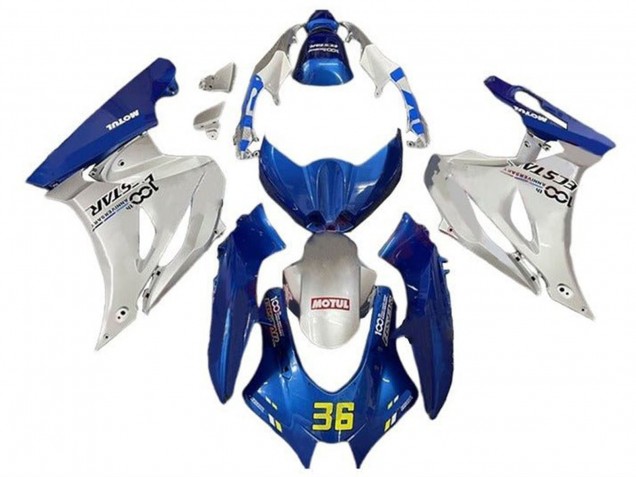 2017-2024 Suzuki GSXR1000 Motorcycle Fairings - Blue Silver Motul 36