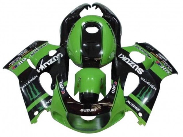 1996-2000 Suzuki GSXR 600 / GSXR 750 Motorcycle Fairings - Green Black Monster
