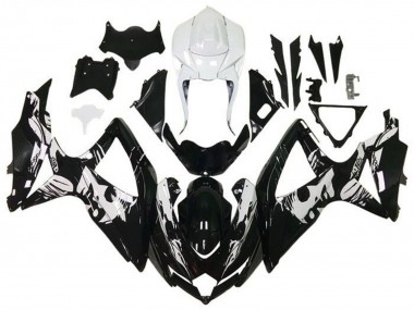 2008-2010 Suzuki GSXR 600 / GSXR 750 Motorcycle Fairings - White Glossy Black Leyla