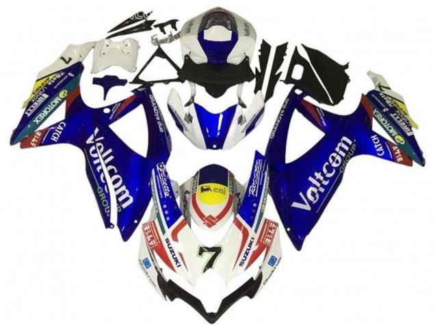 2008-2010 Suzuki GSXR 600 / GSXR 750 Motorcycle Fairings - White Blue Yellow Red Voltcom 7