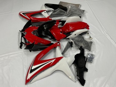 2008-2010 Suzuki GSXR 600 / GSXR 750 Motorcycle Fairing - White Red Glossy Black