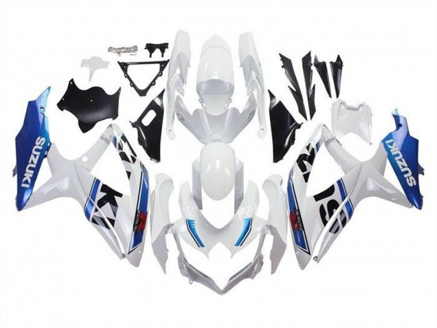 2008-2010 Suzuki GSXR 600 / GSXR 750 Motorcycle Fairings - White Blue Stripe