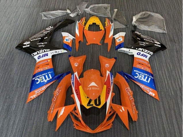 2011-2024 Suzuki GSXR 600 / GSXR 750 Motorcycle Fairings - Orange Blue White Black Yellow 20