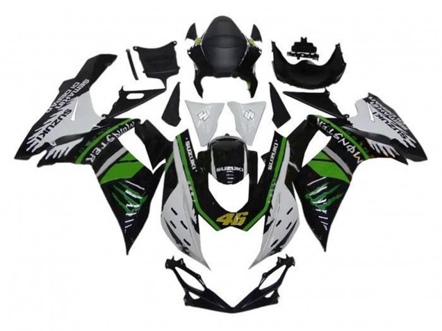 2011-2024 Suzuki GSXR 600 / GSXR 750 Motorcycle Fairings - White Green Black Monster 46