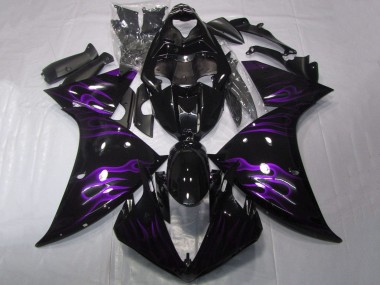 2009-2011 Yamaha YZF 1000 R1 Motorcycle Fairings - Glossy Black Purple Flame