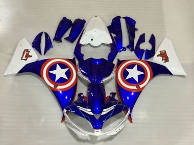 2009-2011 Yamaha YZF 1000 R1 Motorcycle Fairings - Blue White Red Star Captain America