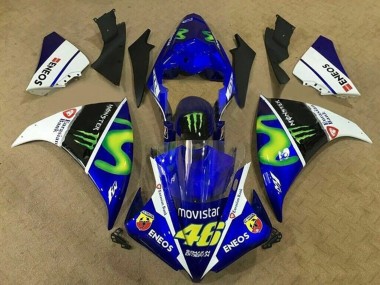 2009-2011 Yamaha YZF 1000 R1 Motorcycle Fairings - Blue White Black Green MoviStar Monster