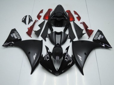 2009-2011 Yamaha YZF 1000 R1 Motorcycle Fairings - Glossy Black Matte Black White Decal Red