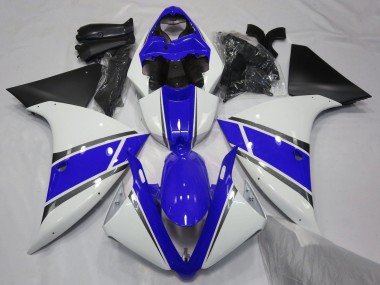 2009-2011 Yamaha YZF 1000 R1 Motorcycle Fairings - White Blue Silver Matte Black