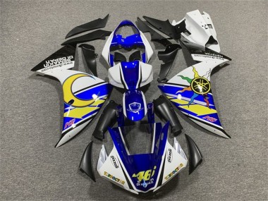 2009-2011 Yamaha YZF 1000 R1 Motorcycle Fairings - White Blue Yellow Black Sun Moon