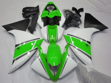 2009-2011 Yamaha YZF 1000 R1 Motorcycle Fairings - White Green Matte Black