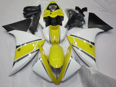 2009-2011 Yamaha YZF 1000 R1 Motorcycle Fairings - White Yellow Matte Black