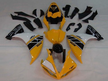 2009-2011 Yamaha YZF 1000 R1 Motorcycle Fairing - Yellow White Black Stripe
