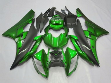 2006-2007 Yamaha YZF R6 Motorcycle Fairings - Green Matte Black